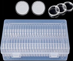 50pack 40mm Coin Capsules For 1oz Silver Bullion w/Box+7 Sizes Sponge Gaskets US