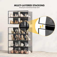 12 Pack X-Large Shoe Storage Box Clear Stackable Organizer Size 11