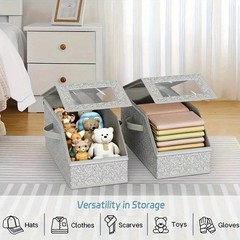1/2x Stackable Hat Storage Organizer for Baseball Caps 24 Caps Hat Box with Lid