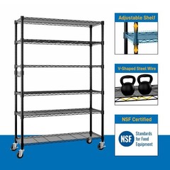 6-Tier Storage Shelf Shelving Unit Rolling Shelves Heavy Duty Metal Rack 82”H
