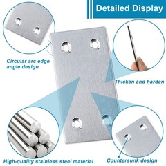 50-Pack Silver Mending Plate for Wood, 2.36inx1.5in Stainless Steel Flat Brac…