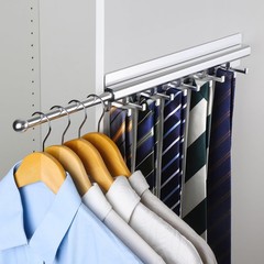 16.5 In Slide Out Silver Closet Valet Rod Extension Track With 10 Hooks