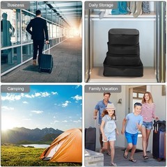 Black 6 Piece Packing Cubes for Suitcases Travel Luggage Packing Organizers