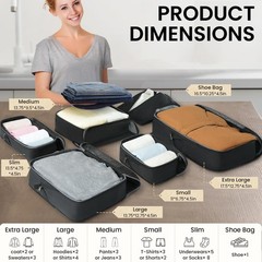 BAGAIL 4 Set/6 Set/8 Set Compression Packing Cubes Travel Accessories Expandable