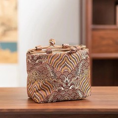 16cm Vintage Chinese Yun Brocade Tea Set Storage Bag Thickened Shockproof Pouch