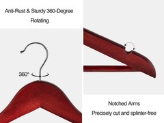 Wooden Hangers 20 Pack – Dark Cherry Coat Shirt Hangers for Closet
