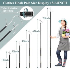Clothes Hook Pole Heavy Duty,32 to 80In Retail Clothing Hook Pole Long Handle…