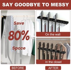Belt Hanger for Closet Max 42 Belts, 2-in-1 Wall Mount Belt Organizer with 360°