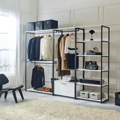 Fiona 32 In. W White Freestanding Wood Closet System Tower with 5 Shelves