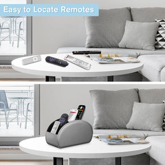 Remote Control Holder, 5 Compartments Vegan Leather TV Remoter Caddy Desktop Org