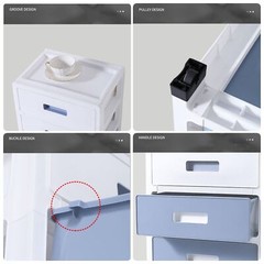 33in Blue White 6-Drawer Organizer, Household/Office Storage Cabinet Drawer Type