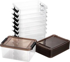 Nicunom 8 Packs Small Storage Bins with Lids, 9.1″L x 6.7″ W x 4.1″ H, Clear