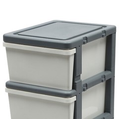 16.5*13.3*34.5in White/ Grey Rectangular PP 4-Drawer Organizer With Tray Top