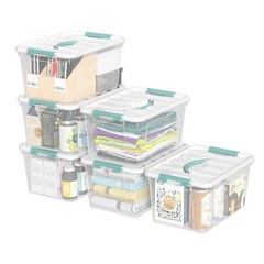 Idotry 14 Quart Latching Storage Box, Stackable Bin W/ Latch Lid &Handle, 6 Pack