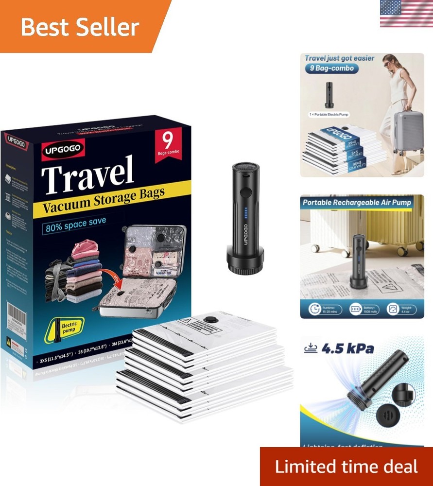 Travel Vacuum Bags for Luggage with Portable Electric Pump,Vacuum Seal Bags f…
