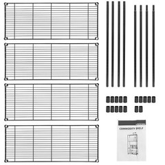 2PCS 4-Tier Metal Wire Shelf Rack Storage Shelving Unit Organizer for Kitchen