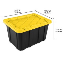27-Gal Heavy-Duty Storage Totes w/ Snap Lid, Black/Yellow 6-Pack