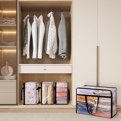 4 Pack Clear Clothes Storage Bags, 60L Plastic Blanket Storage Bag