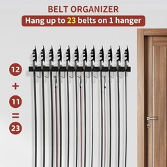 Belt Hanger for Closet Max 42 Belts, 2-in-1 Wall Mount Belt Organizer with 360°