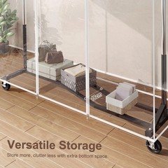 HOKEEPER Heavy Duty Clothing Rack with Cover 450 lbs Z Base Clothes Rack