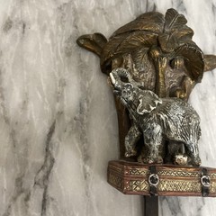 Orions Elephant Wall Hooks, Steamer Trunk, Gold-Tone, Antique, China 2002