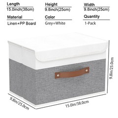 Linen Storage Cube, Washable Closet Organizer With Leather Handle