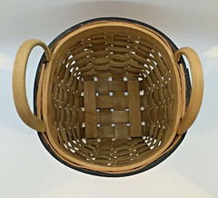 Vtg Beulstone Split Wood Woven Basket w/ Handles Storage 9.25″ Farmhouse Cottage