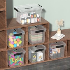 6PCS 12 Quart Latching Storage Box Stackable Bin w/ Latch Lid Plastic Container