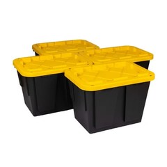 12 Gallon Plastic Storage Container Bin, 4-Pack, Heavy Duty, Lids, Greenmade NEW