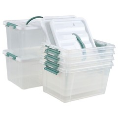 Cand 14 Quart Latching Storage Box, Stackable Bin w/ Latch Lid & Handle, 6 Packs