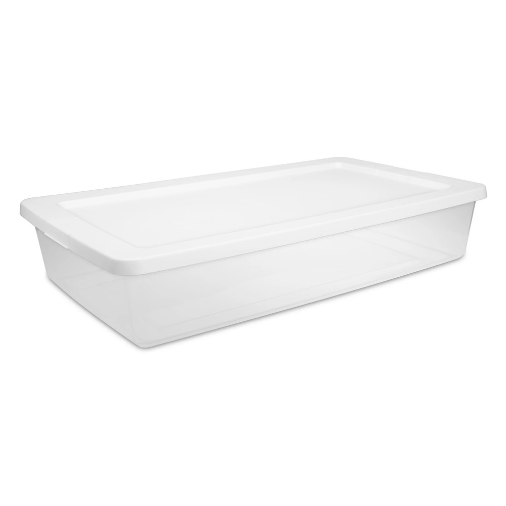Storage Bin, 41 Quart Clear Plastic Underbed Storage Container with Snap-On Lid,