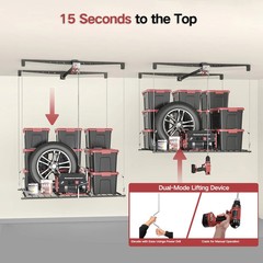 Overhead Garage Storage Rack for 8-10 FT Ceiling, Heavy-duty 4×4 FT Ceiling Stor