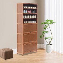 10-Tier Bamboo Shoe Rack Cabinet Organizer Wooden Shelf Stand Storage Book Shelf