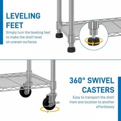 Rolling 6 Tier Storage Shelf Heavy Duty Storage Shelving Unit Metal Storage Rack