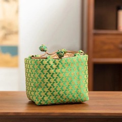 16cm Vintage Chinese Yun Brocade Tea Set Storage Bag Thickened Shockproof Pouch