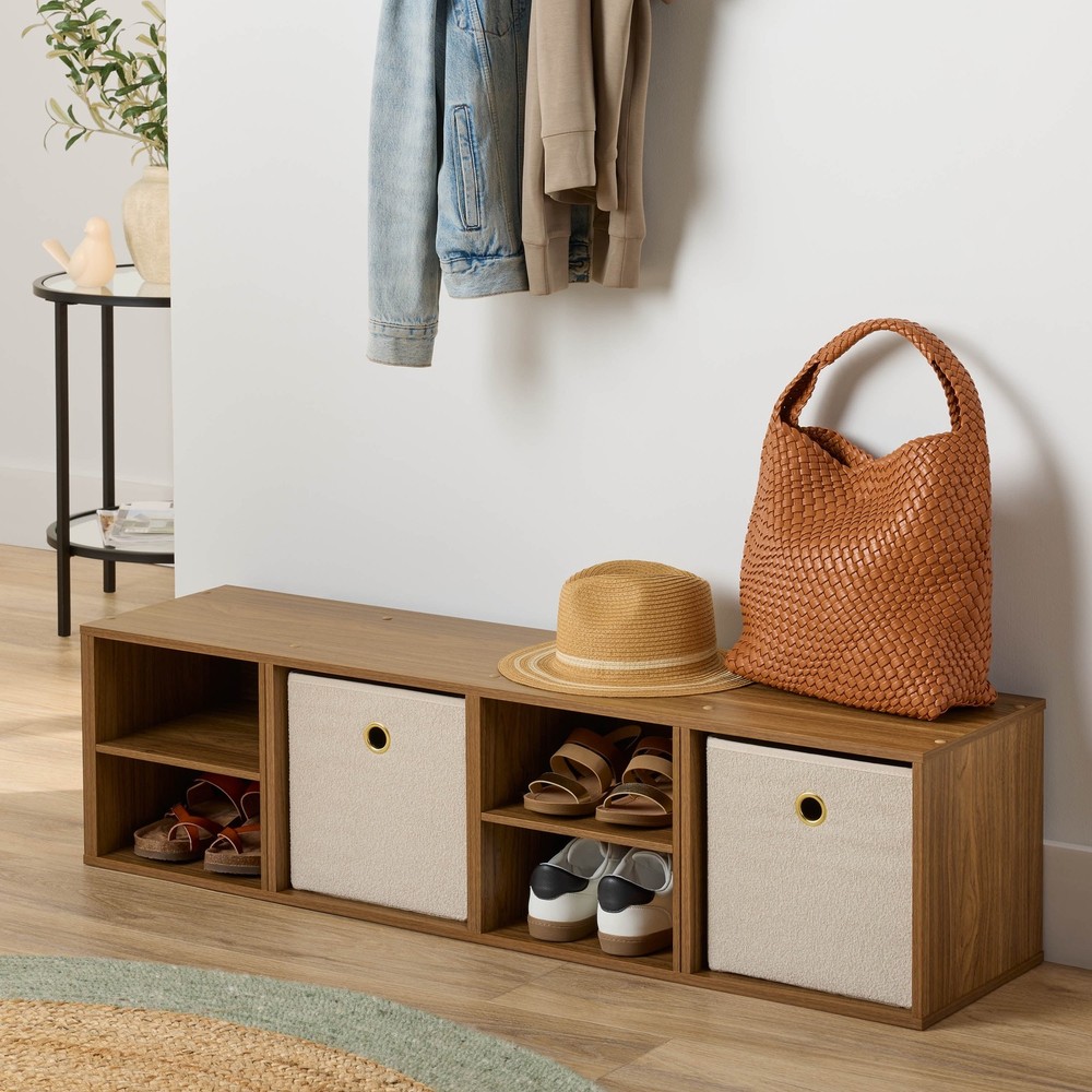 4 Cube Vertical Storage Organizer, Warm Walnut