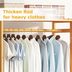 Heavy Duty Wooden Clothes Rail Rack Garment Hanging Stand Corner Open Wardrobe