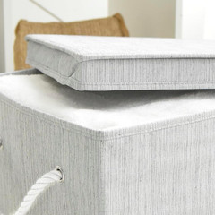 Large Grey Storage Baskets with Lid – 2 Pack, Collapsible Organizer Bins