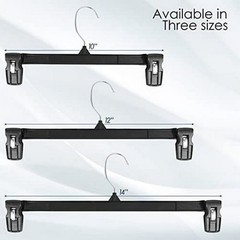 Hanger Central 25 Pack Black Plastic Pants Hangers with Extra Long Clips 12 inch