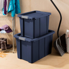 Heavy Duty 30 Gallon Storage Bins with Lids – 8 Pack, Dark Indigo Totes
