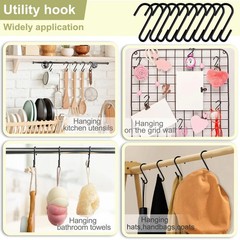 30 Pack Heavy Duty S Hooks for Hanging, Black S Shaped Hooks Hanging Hangers Pan