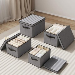 3 PCS Gray 7.1×9.1×13 Inch Storage Boxes Closet Organizer Bins With Lids