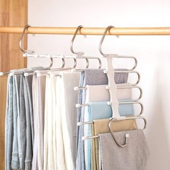 4 Pack S-Type Stainless Steel Pants Hangers, Anti-Slip Closet Storage Organizer