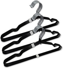 12 Heavy Duty Black Hangers for Coats, Pants & Dress Clothes, Non Slip Clothes H