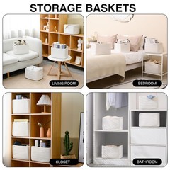 ICERZCZ Storage Baskets for Organizing, 12.5″(l)×9.1″(w)×7.9″(h), Off White