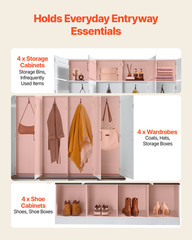 59 in Hall Tree w/ Bench Shoe Cabinet Storage Hooks Entryway White