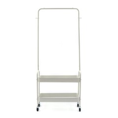 2-in-1 Garment Rack 2-Tier Metal Basket Rolling Clothes Rack White