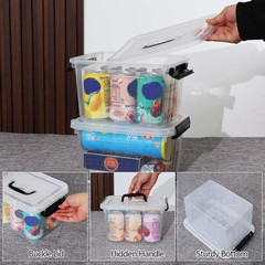 6 Pack 6 Quart Clear Latching Storage Bins with Handles and Lids