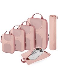 BAGSMART Compression Packing Cubes, 6 Set Packing Cubes for Suitcases, Lightw…