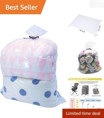 Durable 1.6 Mil Clear Bags – 5 Pack 32×42 for Organizing Blankets & Plush Toys